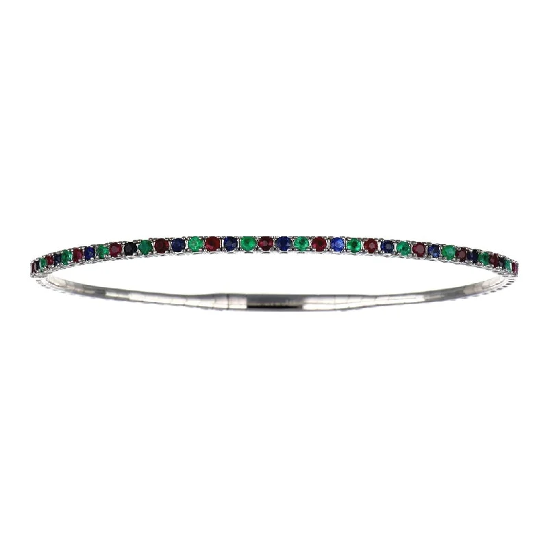 Multi-Color Gem Stones Flexible Bangle (Multi-Color Gem Stones 1.08 cts.)