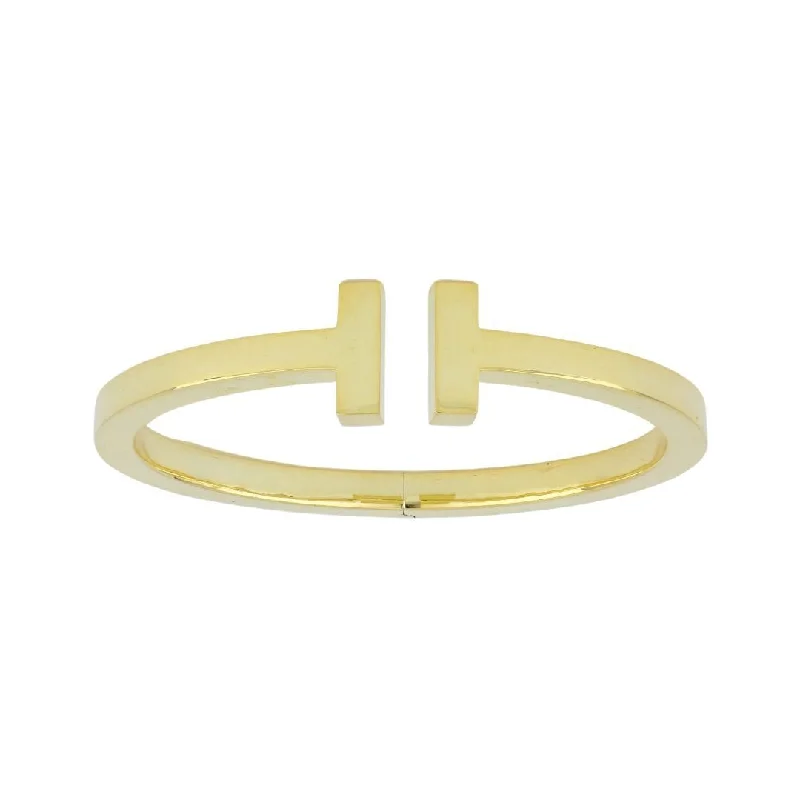 Sterling Silver Yellow Gold Plated Men's Bangle